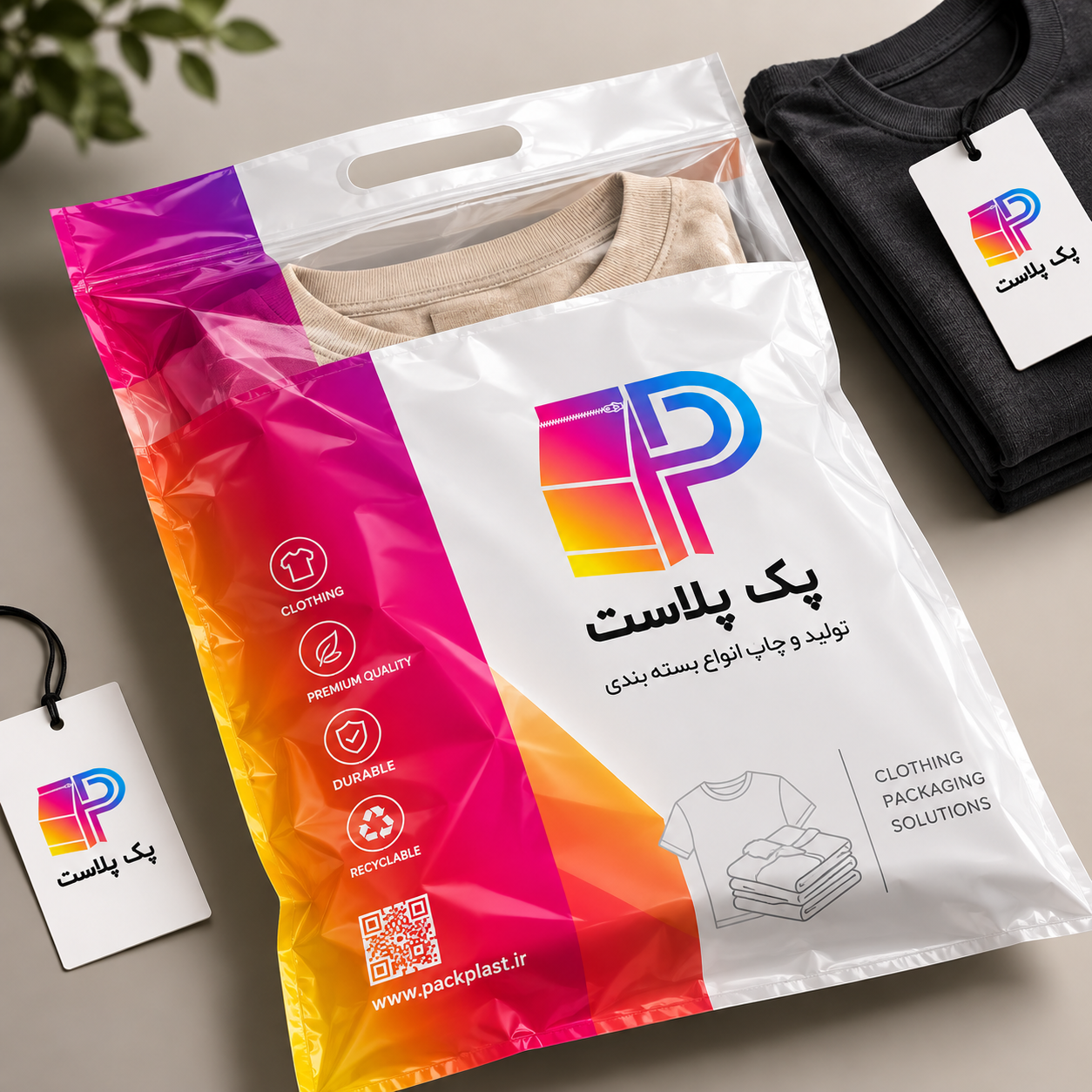 پاکت کرافت یک رو شفاف پوشاک